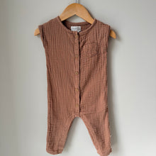 Load image into Gallery viewer, Little Planet Brown Textured Romper 9M
