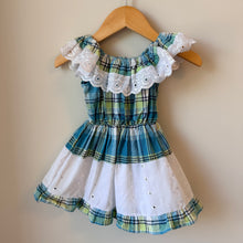 Load image into Gallery viewer, Vintage Plaid and Eyelet Dress 12-18M
