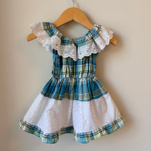Load image into Gallery viewer, Vintage Plaid and Eyelet Dress 12-18M

