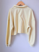 Load image into Gallery viewer, H&amp;M Cropped Butter Yellow Polo Sweatshirt Size 8-10
