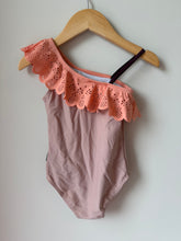 Load image into Gallery viewer, *With Tags* Molo Pineapple Ruffle Shoulder Swim Suit Size 3
