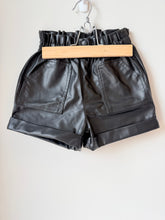 Load image into Gallery viewer, Zara Pleather Paper Bag Waist Shorts Size 4/5
