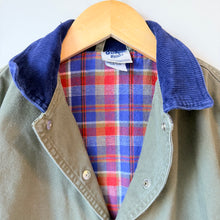 Load image into Gallery viewer, Vintage OshKosh Olive Green Flannel Lined Canvas Barn Coat Size 4
