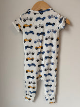 Load image into Gallery viewer, *With Tags* Posh Peanut Race Cars Romper 9-12M
