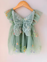 Load image into Gallery viewer, Tulle Embroidered Floral Green Butterfly Wing Dress 18-24M
