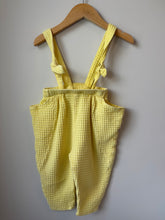 Load image into Gallery viewer, Vintage NoNoNo Butter Yellow Waffle Pants With Suspenders 12-18M
