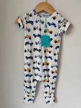 Load image into Gallery viewer, *With Tags* Posh Peanut Race Cars Romper 9-12M
