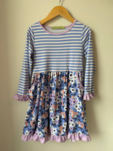 Load image into Gallery viewer, Millie Loves Lily Floral &amp; Stripes Long Sleeve Pocket Dress Size 6
