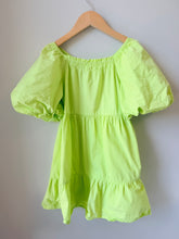 Load image into Gallery viewer, Zara Neon Lime Puff Sleeve Dress Size 8
