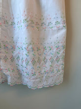 Load image into Gallery viewer, Vintage Cotton Blend Dress With Delicate Floral Embroidered Eyelet Pattern 8-9Y
