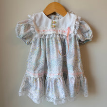 Load image into Gallery viewer, Vintage Jo Joe Fashions Pastel Floral &amp;  White Eyelet Lace Bib Dress 18M
