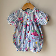 Load image into Gallery viewer, Vintage Cherry Bowl Romper 3-6M
