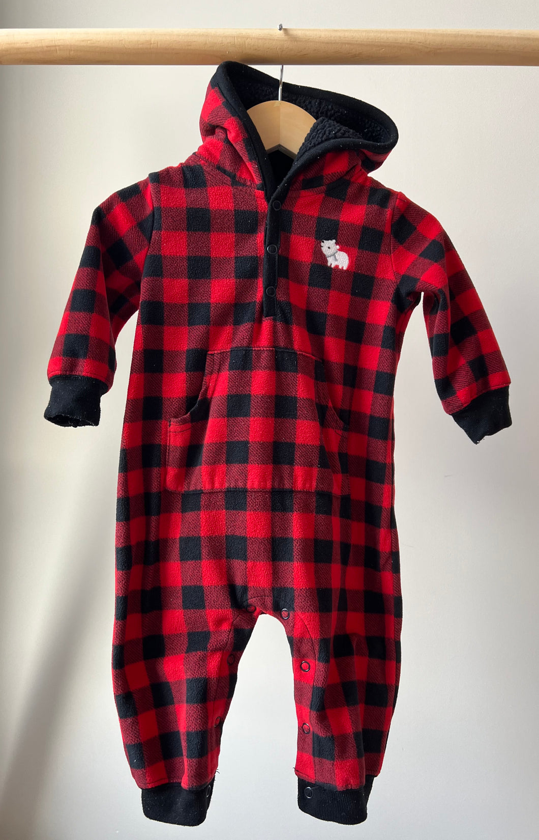 Buffalo Print Fleece Romper 12M