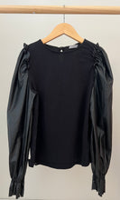Load image into Gallery viewer, Zara Faux Leather Sleeve Top Size 10
