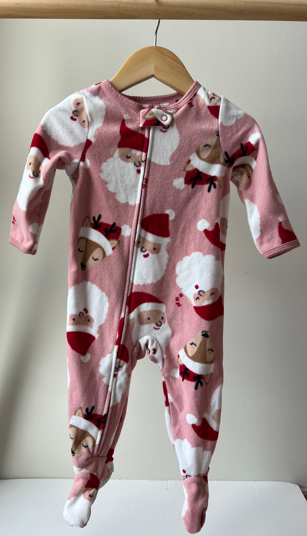 Santa Fleece Footie 12M