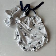 Load image into Gallery viewer, Anchor Romper &amp; Headband Set 3-6M
