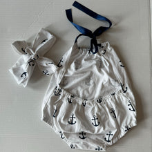 Load image into Gallery viewer, Anchor Romper &amp; Headband Set 3-6M
