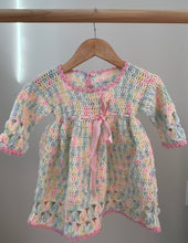 Load image into Gallery viewer, Handmade Knit Bunny Button Dress 12-18M
