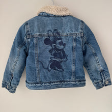 Load image into Gallery viewer, BabyGap Minnie Embroidered Sherpa Lined Denim Jacket 3Y
