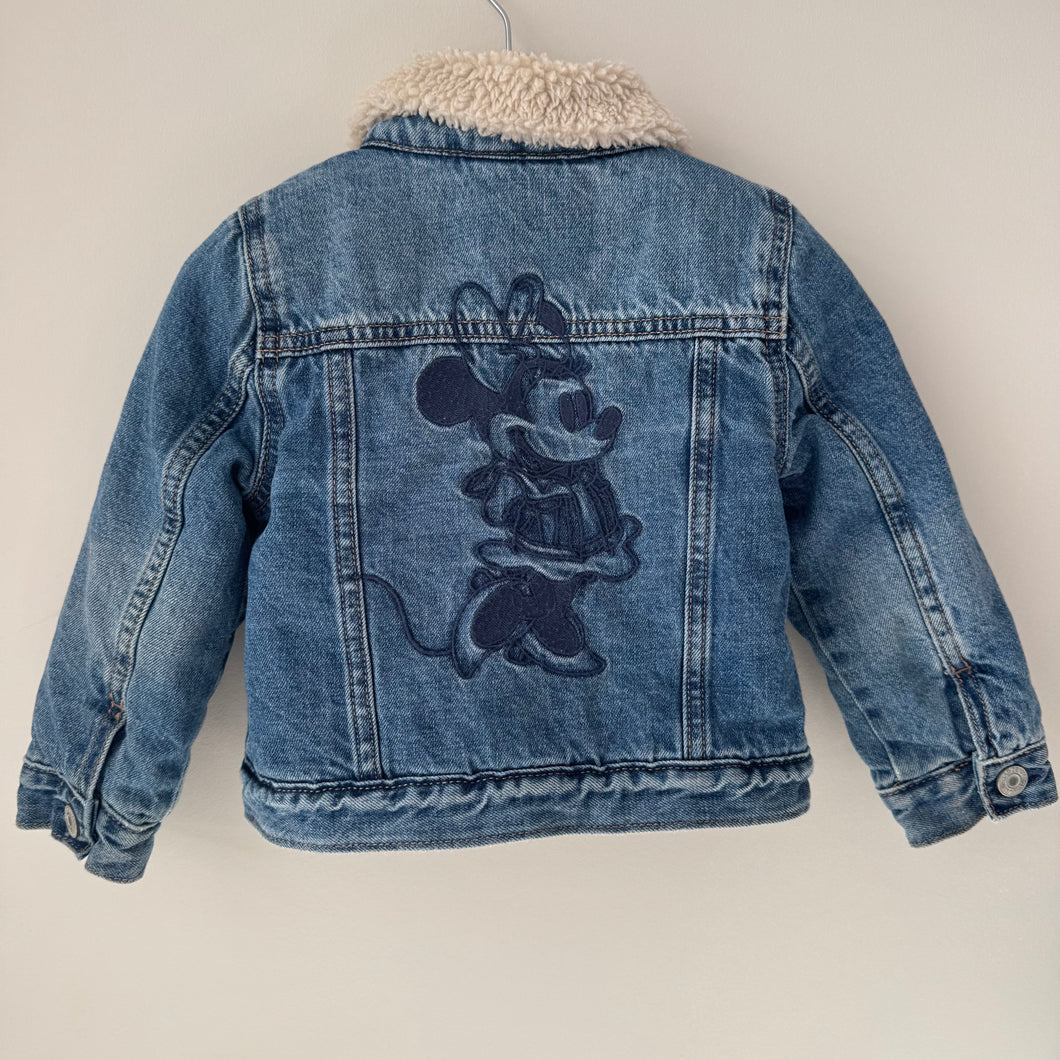 BabyGap Minnie Embroidered Sherpa Lined Denim Jacket 3Y