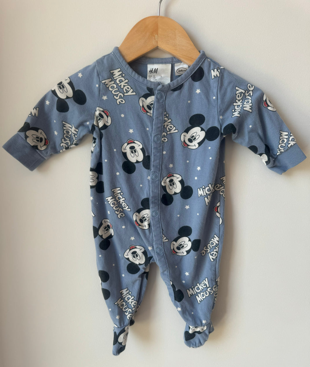 H&M Mickey Footie 1-2M