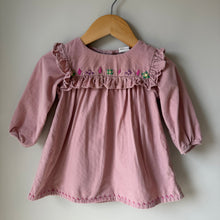 Load image into Gallery viewer, H&amp;M Fine Corduroy Embroidered Dress 6-9M
