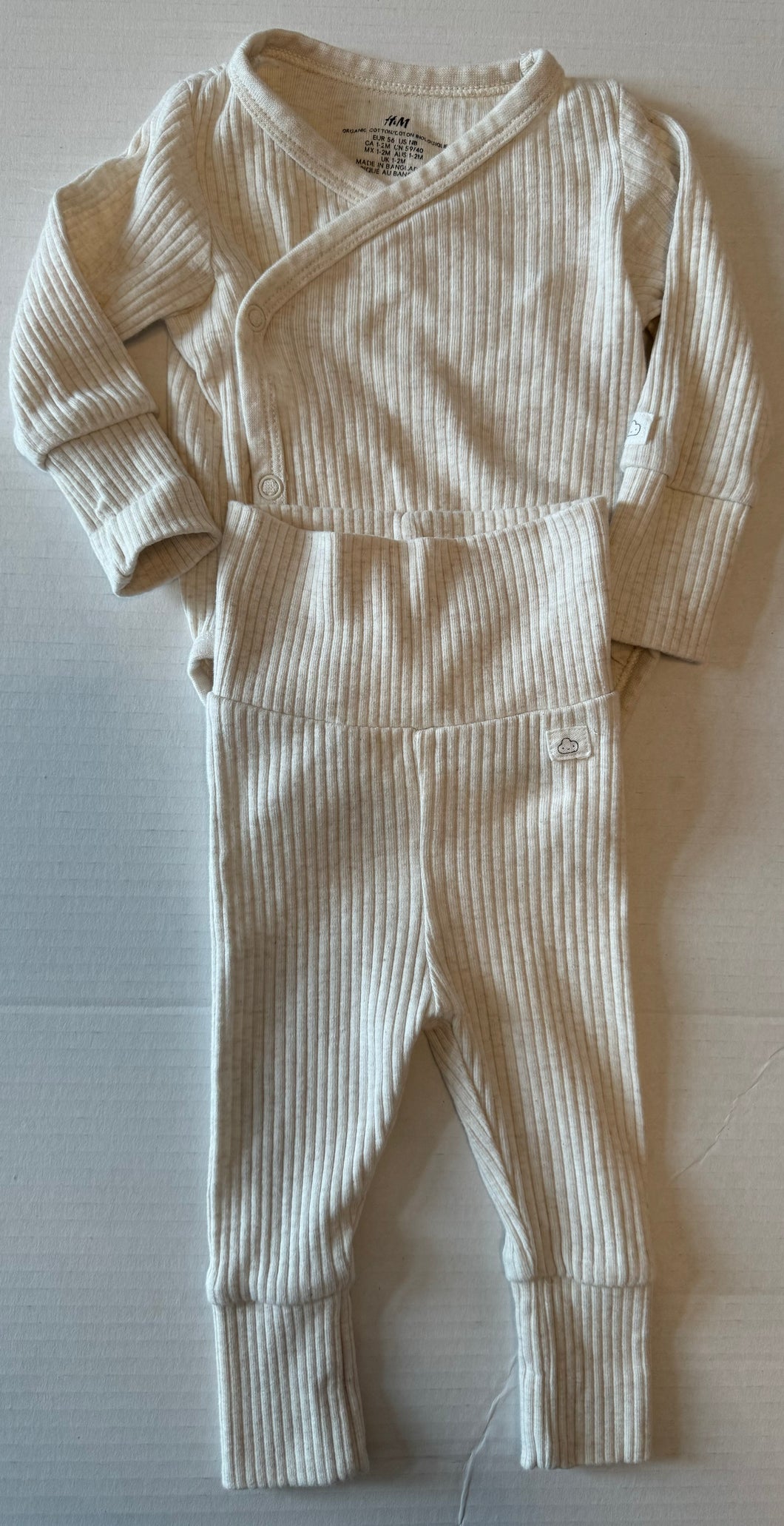 H&M Ribbed Set 1-2M