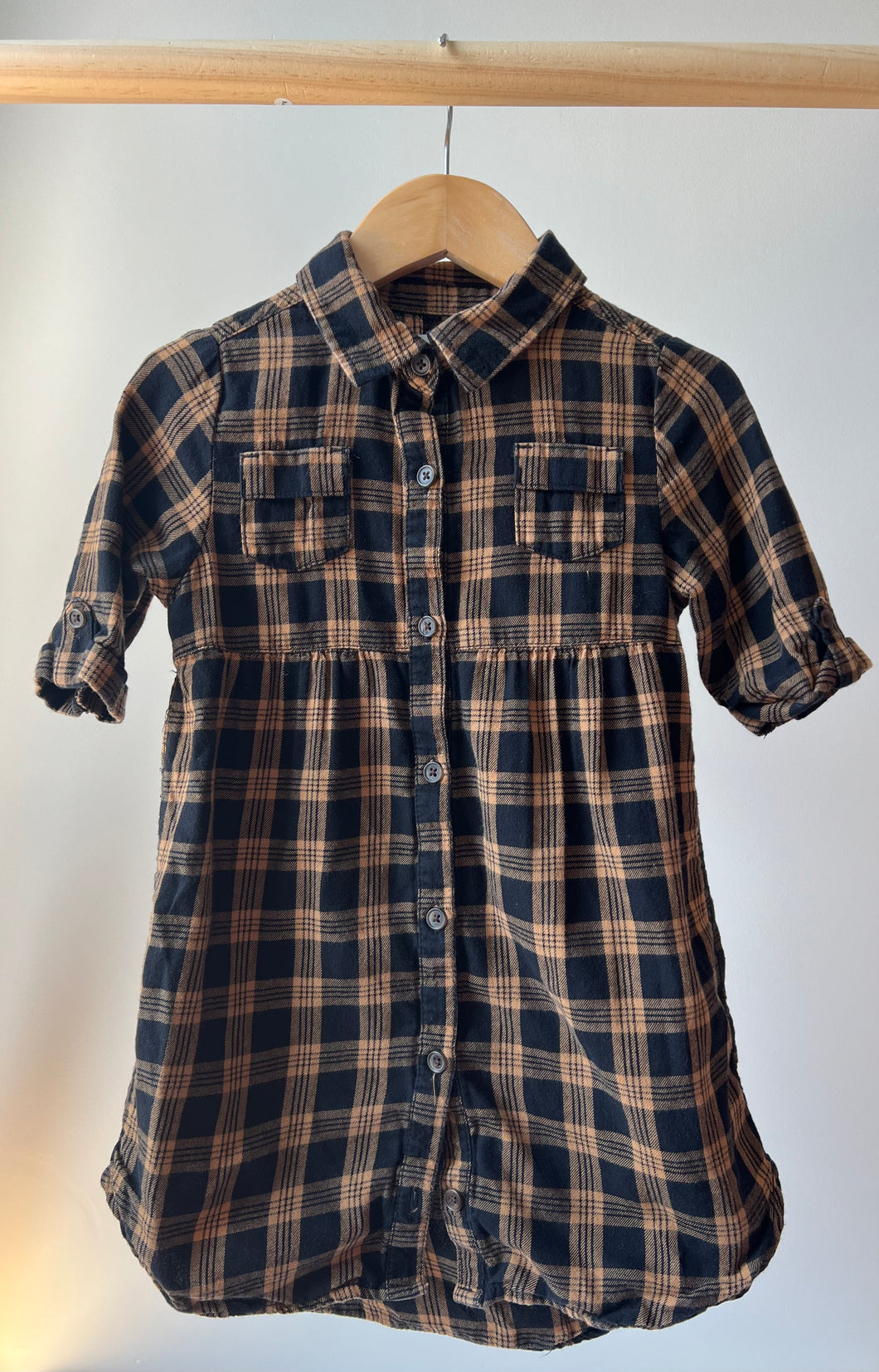 Old Navy Blue Plaid Button Up Dress 5T
