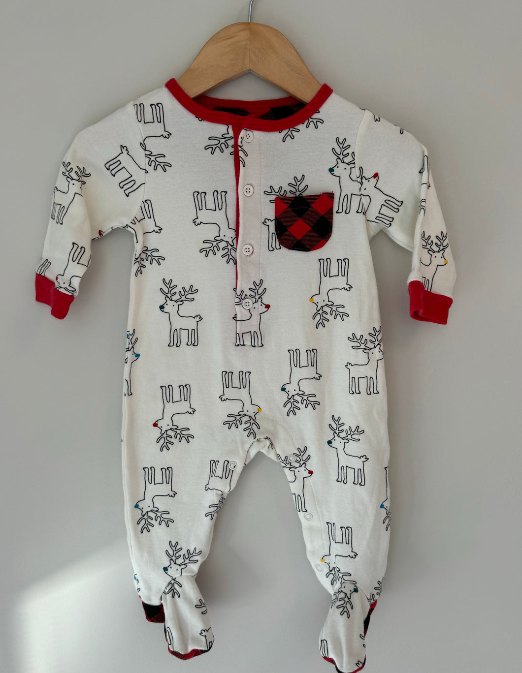 Indigo Reindeer Footie 6-12M