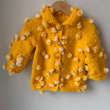 Load image into Gallery viewer, Handmade Pom Pom Bee Cardigan Size 2
