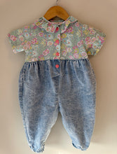 Load image into Gallery viewer, Vintage Kuzzins Floral &amp; Denim Romper 18M
