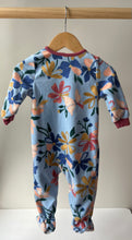 Load image into Gallery viewer, Blue Fleece Floral Footie 12M
