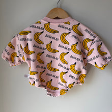 Load image into Gallery viewer, Pink Banana Lined Sweater Romper 3-6M
