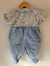 Load image into Gallery viewer, Vintage Kuzzins Floral &amp; Denim Romper 18M
