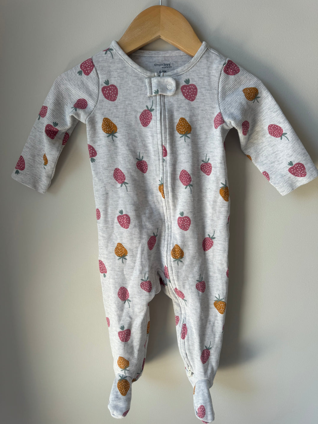 Strawberry Waffle Footie 6-9M