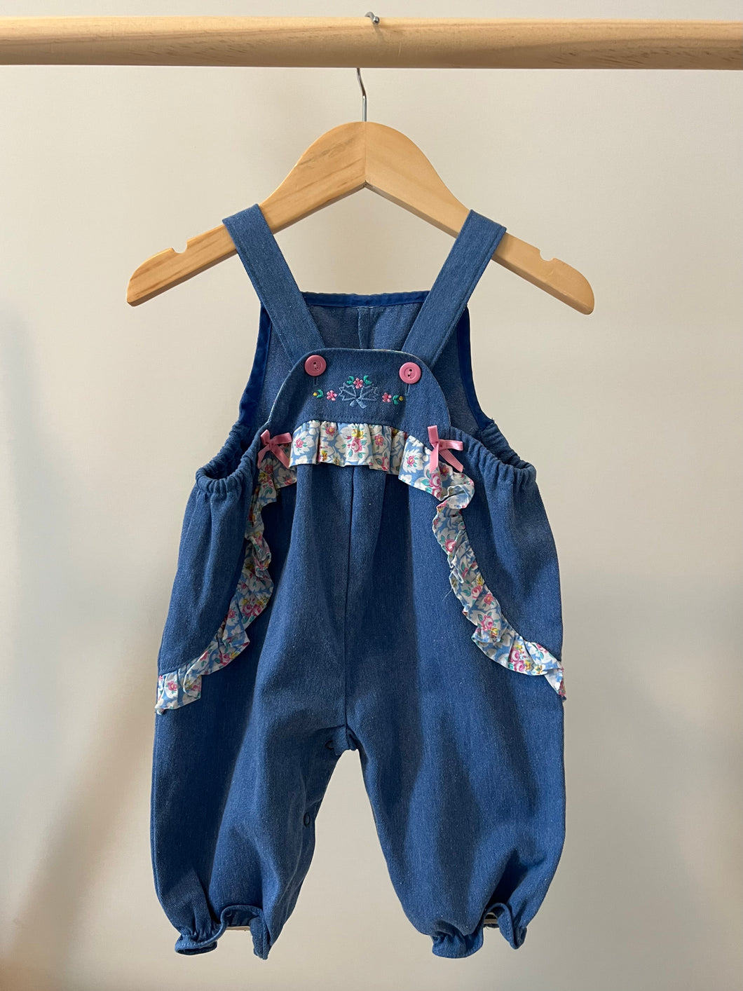 Vintage Floral Trim Overall 12M