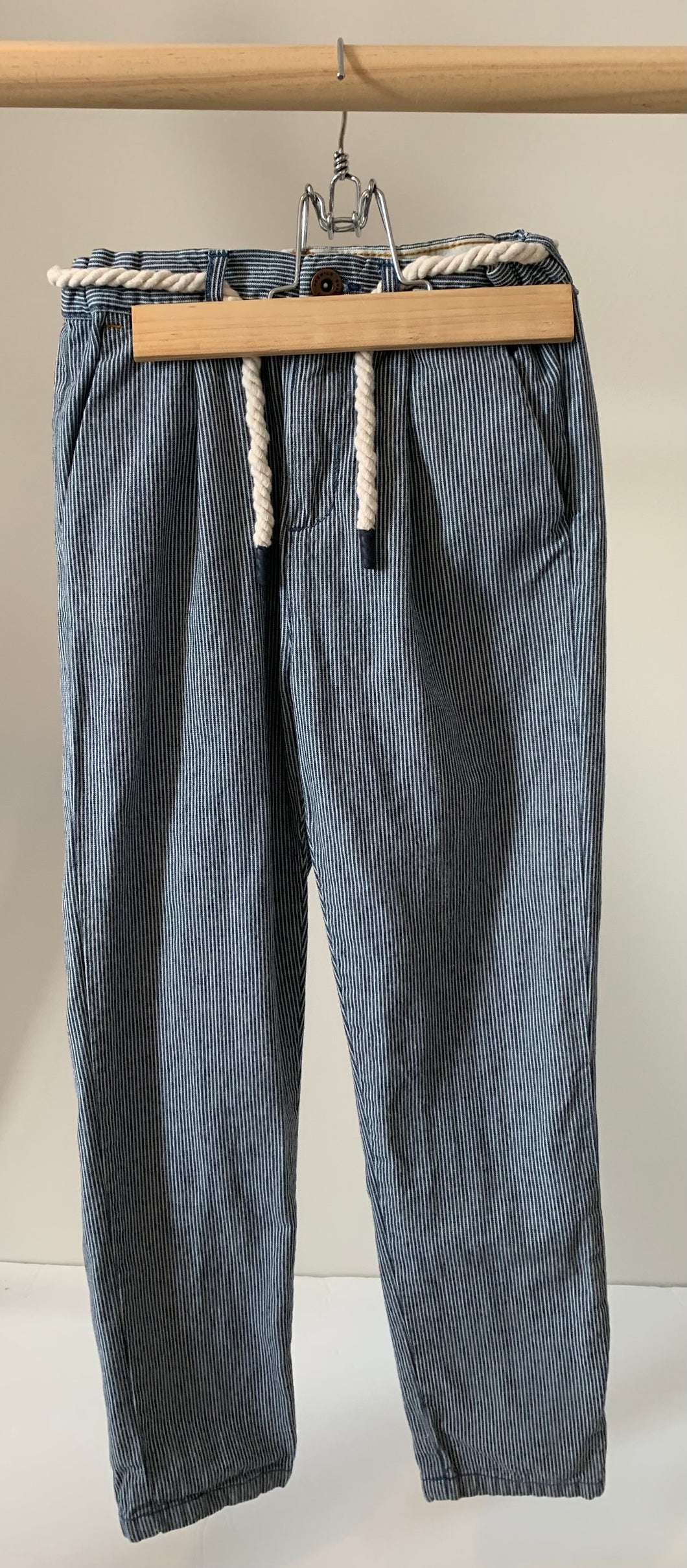 Zara Stripe Pant With Rope Belt Size 9