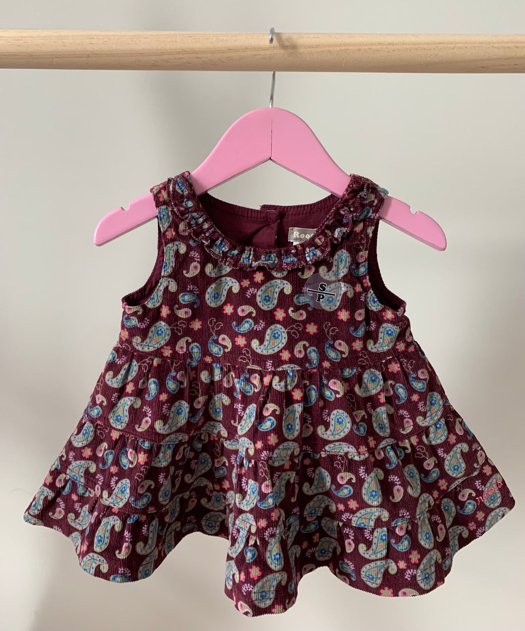 *With Sticker* Roots Paisley Corduroy Dress 3-6M