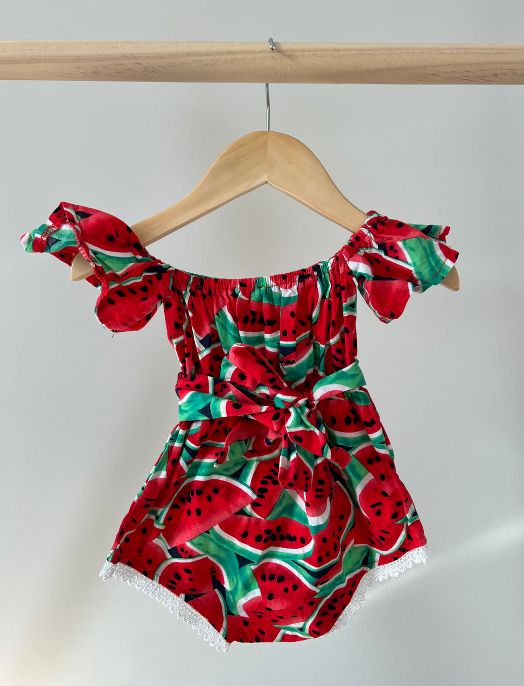 Watermelon Belted Romper 12M