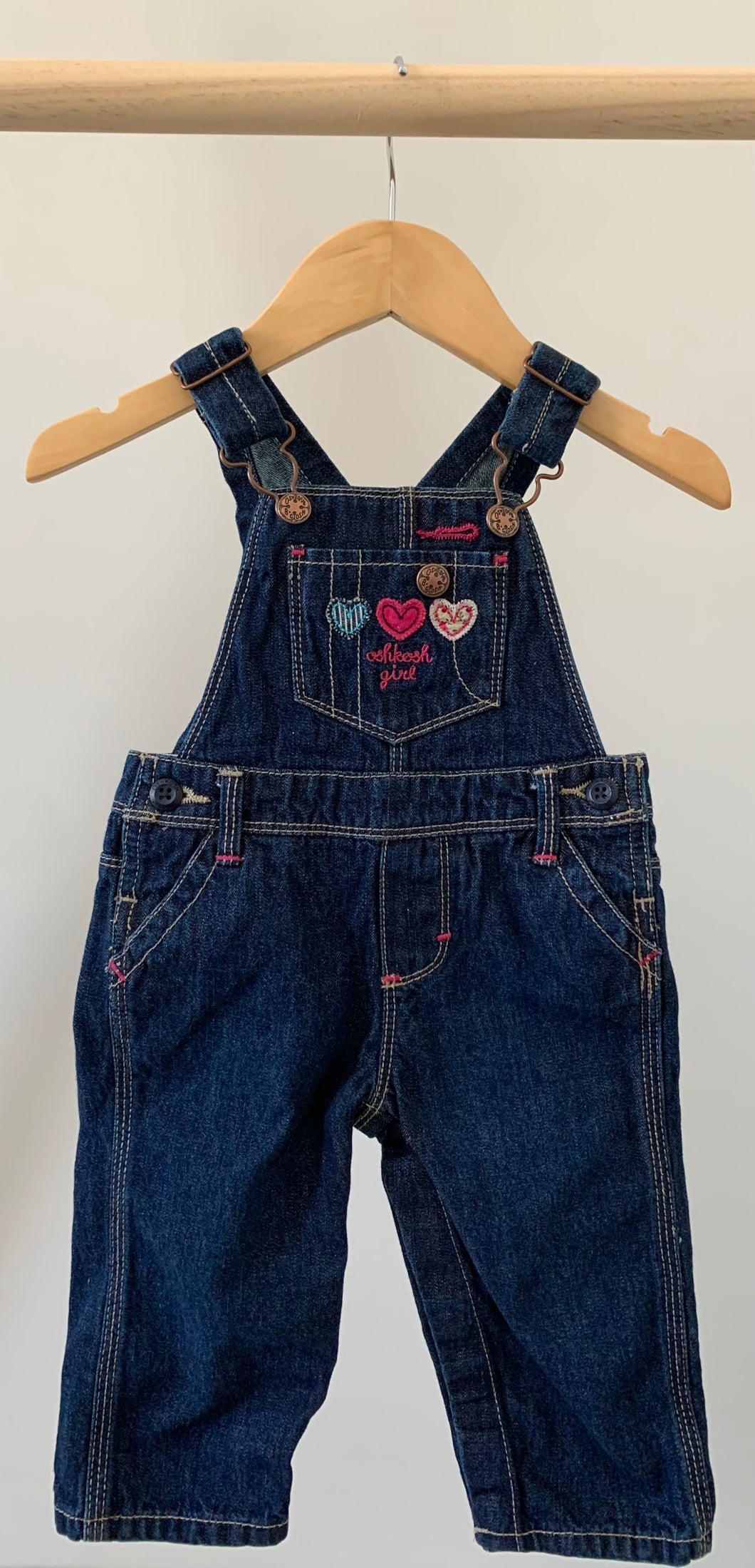 OshKosh Girl Heart Patch Overall 9M