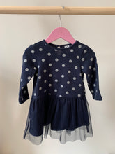 Load image into Gallery viewer, H&amp;M Sparkle Polka Dot Dress 9-12M
