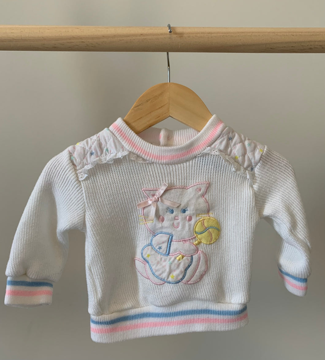 Vintage Knit Kitty Sweater 12M