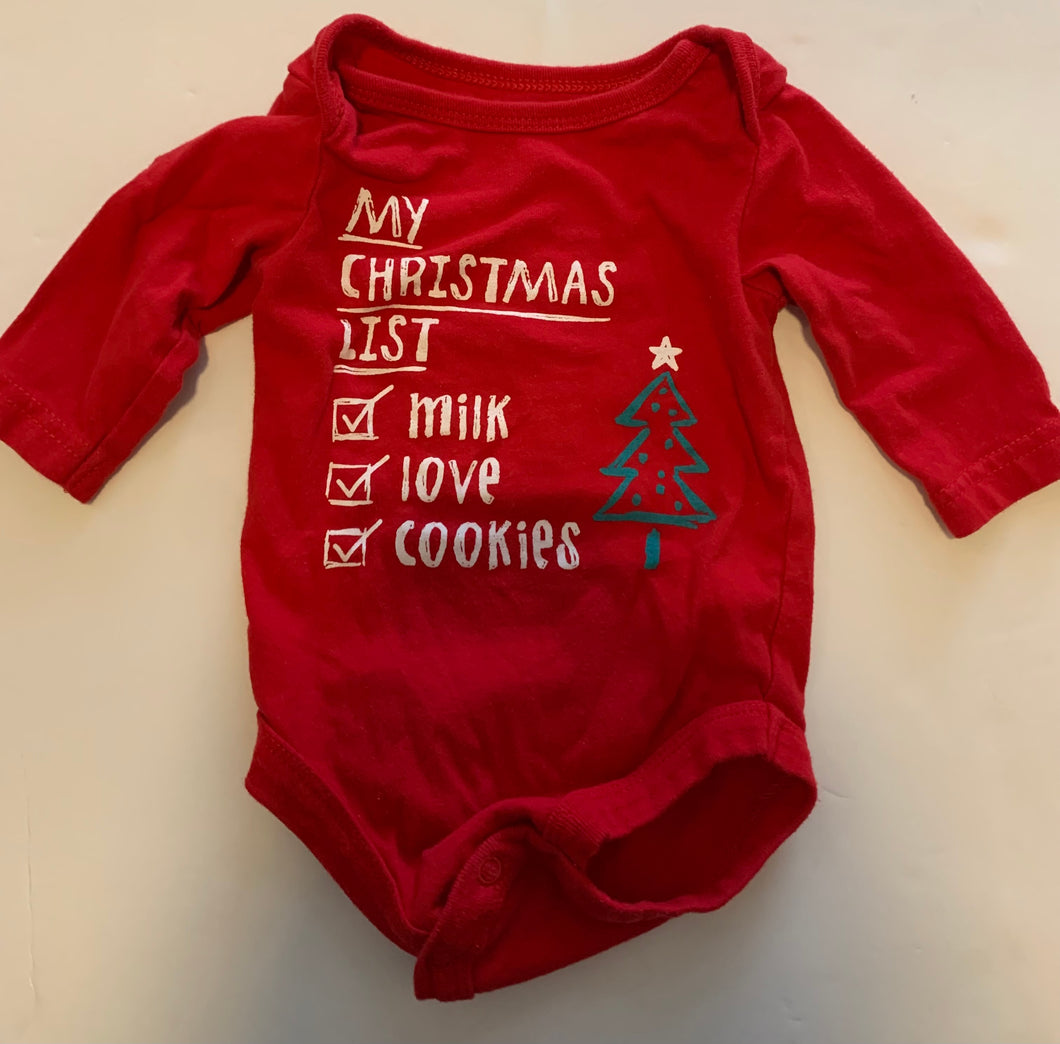 Christmas List Onesie 0-3M