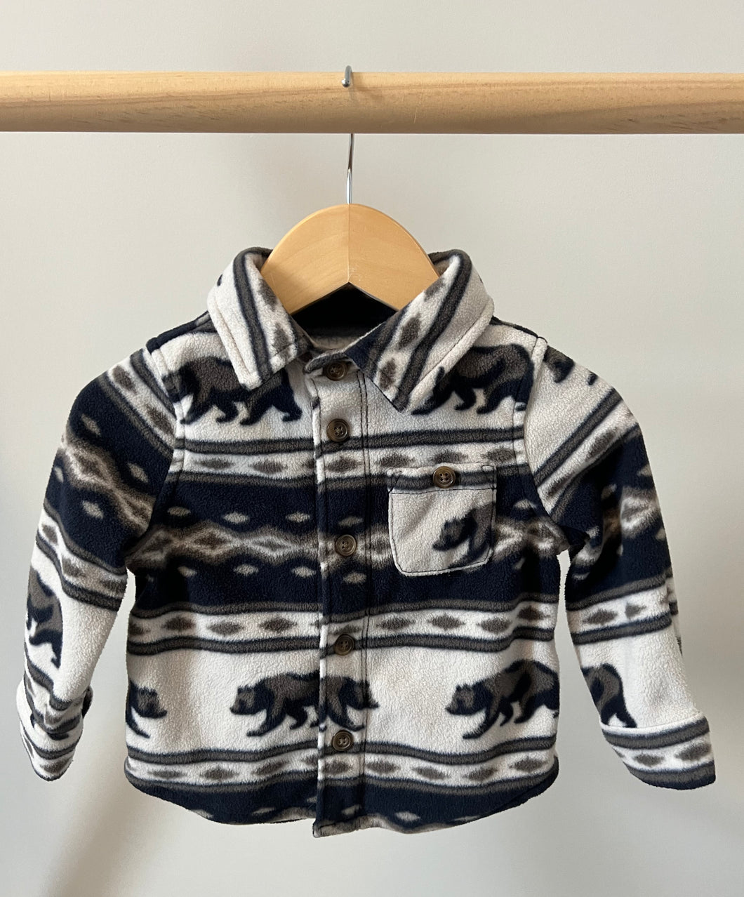 Old Navy Bear Polar Fleece Button Up 12-18M