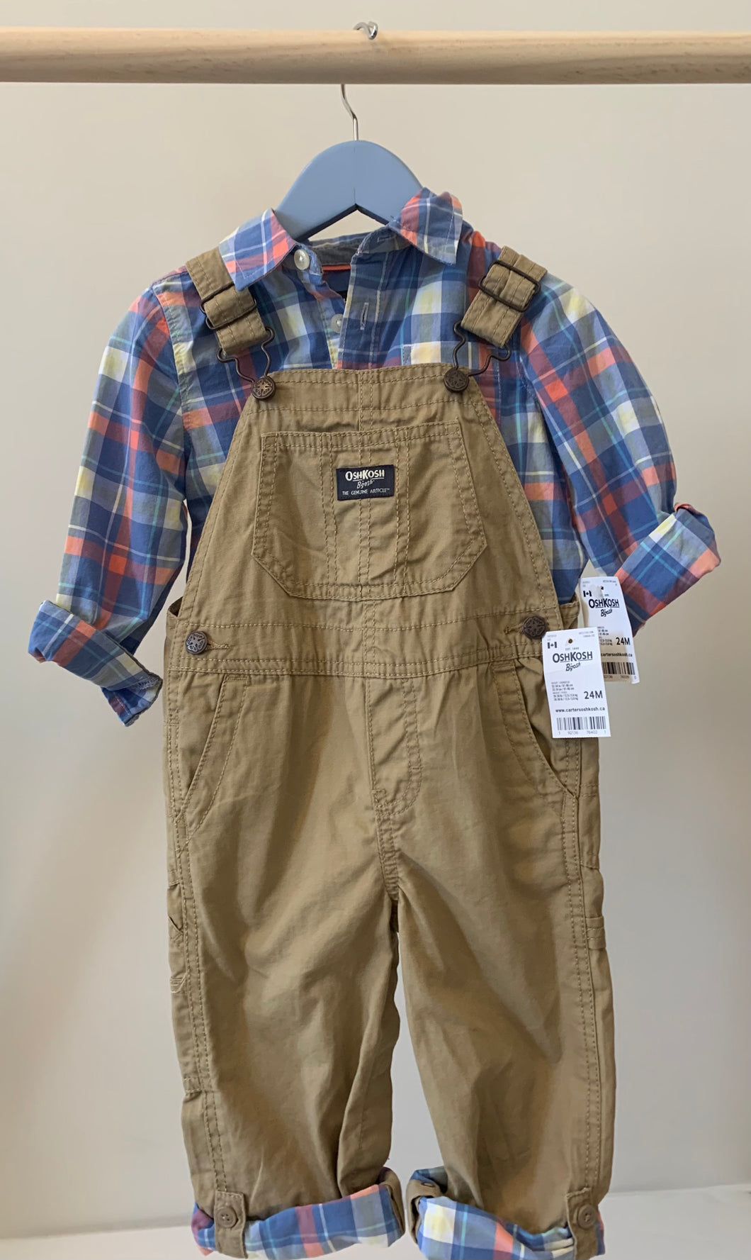 *With Tags* OshKosh Overall and Shirt Outfit 24M