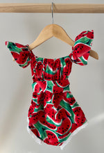 Load image into Gallery viewer, Watermelon Belted Romper 12M
